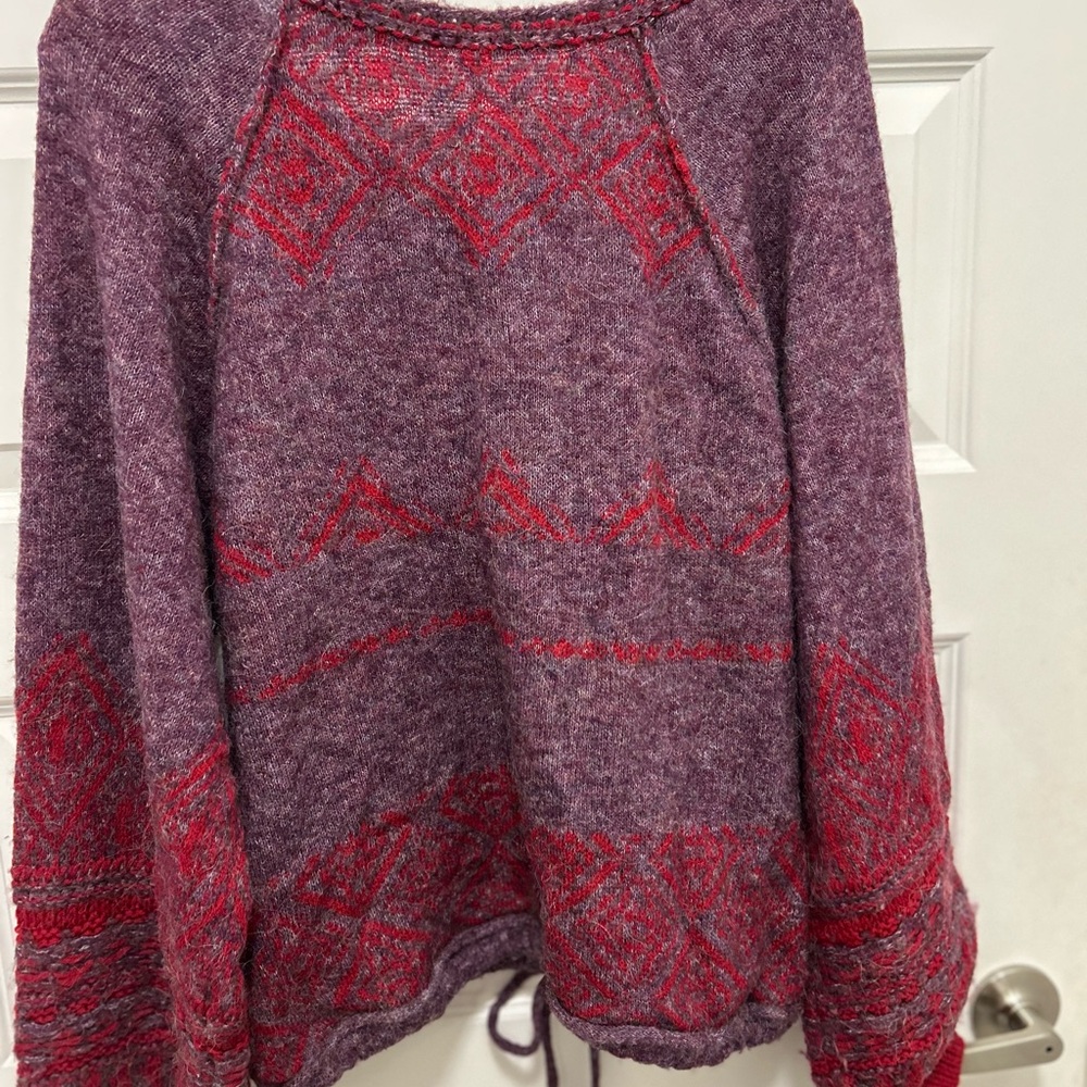 Free People Purple and Red Scoop Neck Sweater Oversized - Picture 4 of 8